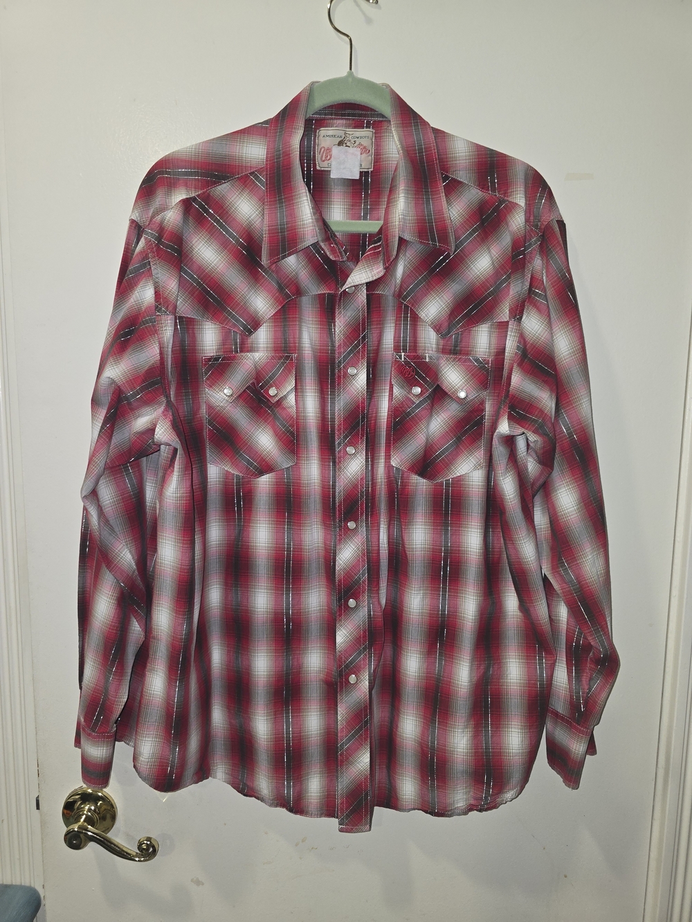 Wrangler Red and White Plaid Western Shirt